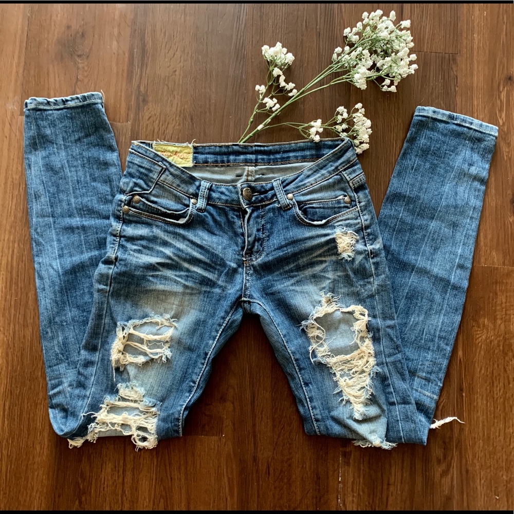 Ripped Denim Skinny Jeans